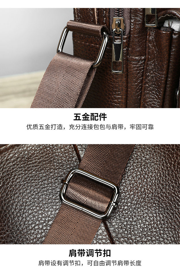 Túi đeo chéo nam da bò thật Marante phong cách đơn giản, dung tích lớn, đựng vừa máy tính bảng 8 inch — Màu cà phê, Màu nâu, Màu đen chi tiết 26