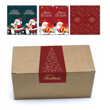 2023新款亚马逊红色绿色礼品封口MERRY CHRISTMAS长方形圣诞贴纸