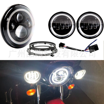 Motorcycle headlights, headlights suit 9-12v 1 7-inch - 7-inch-4-bead-ring-45-inch-fog-lamp-wire-bracket