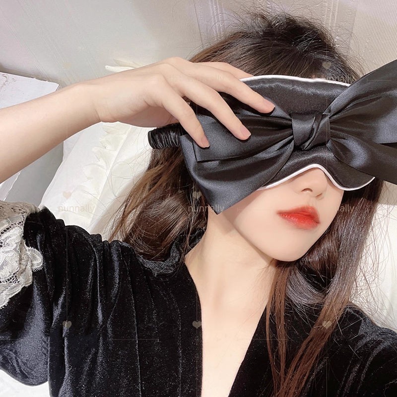 Soft Bow Blindfold Eye Mask for Women, Comfortable Sun-Shading Sleep Mask, Dark Green — detail image 7