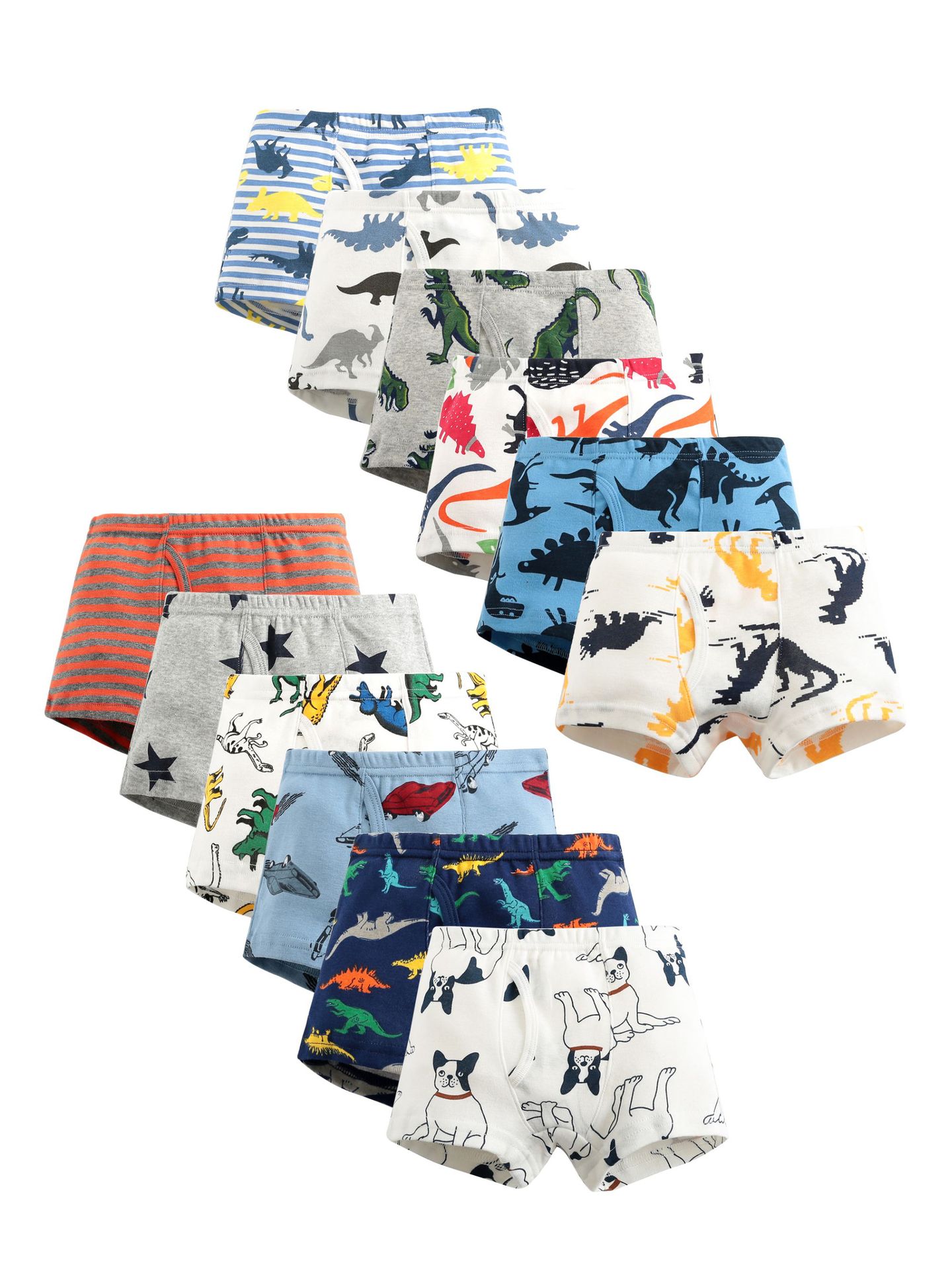European and American Children's Underwear Pure Cotton Ribbed Boy Baby Cartoon Dinosaur Little Boy Cotton Foreign Trade Boxer Briefs Wholesale