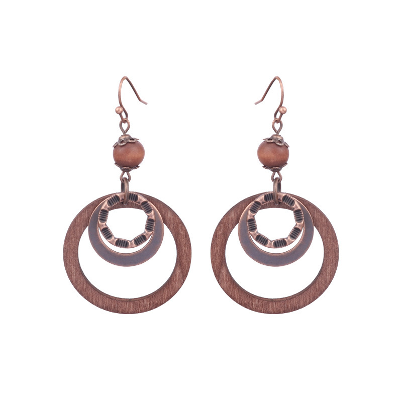 Pendientes de madera de estilo étnico pendientes de borla tejida a mano en forma de gota Vintage para mujer transfronteriza Amazon Nueva joyería de oreja