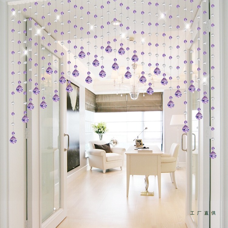 Beaded Curtain Crystal Partition Curtain Door Curtain Hanging Curtain Entrance Home Decoration Living Room Bathroom Bedroom No-Drill New Style