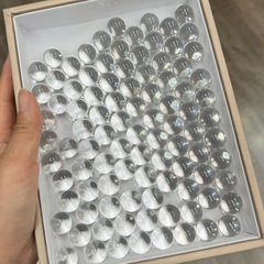 天然白水晶泡泡珠圆珠配件半成品未打孔可镶嵌diy项链耳钉吊坠女