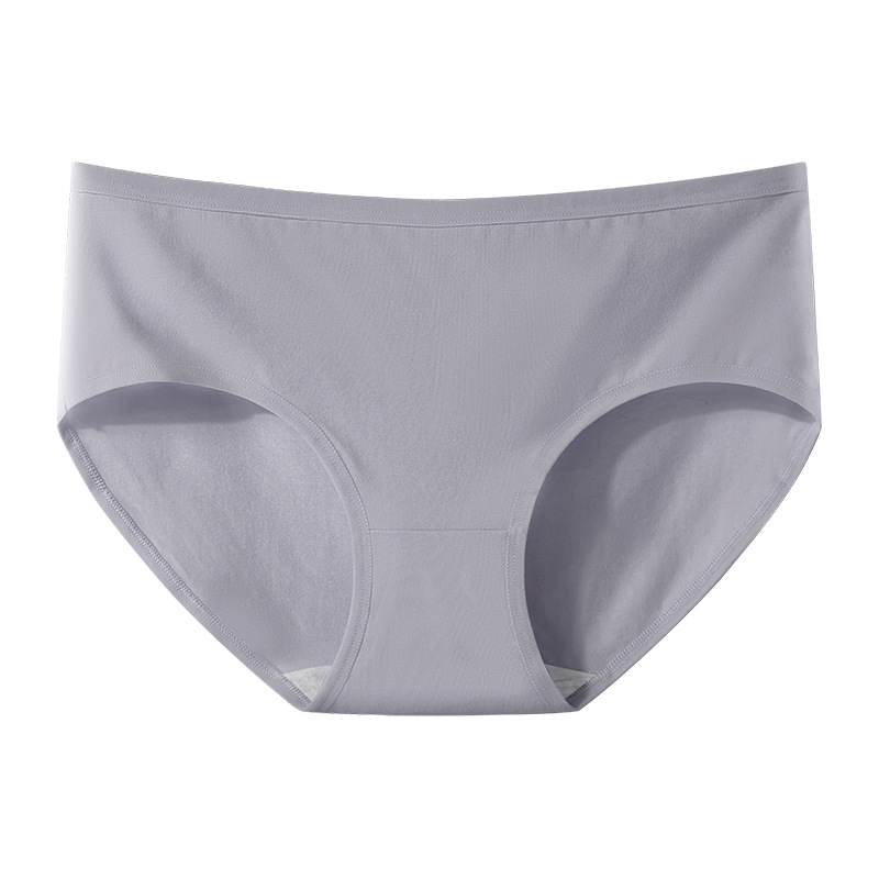 10A Grade Minimalist Ins-Style Solid Color Pure Cotton Breathable Antibacterial Crotch Women's Mid-Waist Hip-Hugging Triangle Panties for Girls