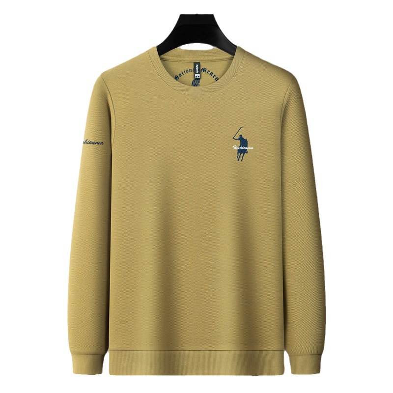 Long Waffle Sweater Men's 2023 Autumn/Winter Round Neck Sweater Embroidered Comfortable Hooded Pullover Men's Top_viptrois.com