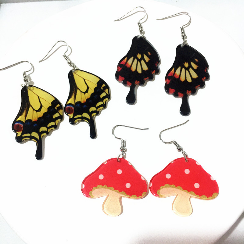 Fashion Mushroom Butterfly Arylic Women's Drop Earrings 1 Pair display picture 2