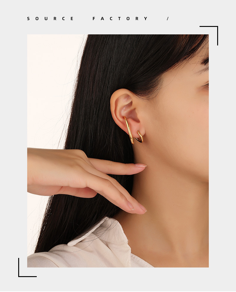 Fashion C Shape Copper Irregular Plating Ear Studs 1 Pair