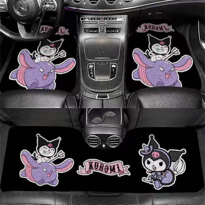 Cartoon Car Floor Mats, Universal Driving Car Floor Mats, Rear Row Conjoined Mats in the Car, Dust Removal, Easy Care Wire Ring Floor Mats