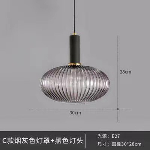 Lámpara colgante nórdica para bar y restaurante, lámpara de noche minimalista, linterna creativa a rayas, lámpara colgante pequeña de cristal retro japonesa de una sola cabeza