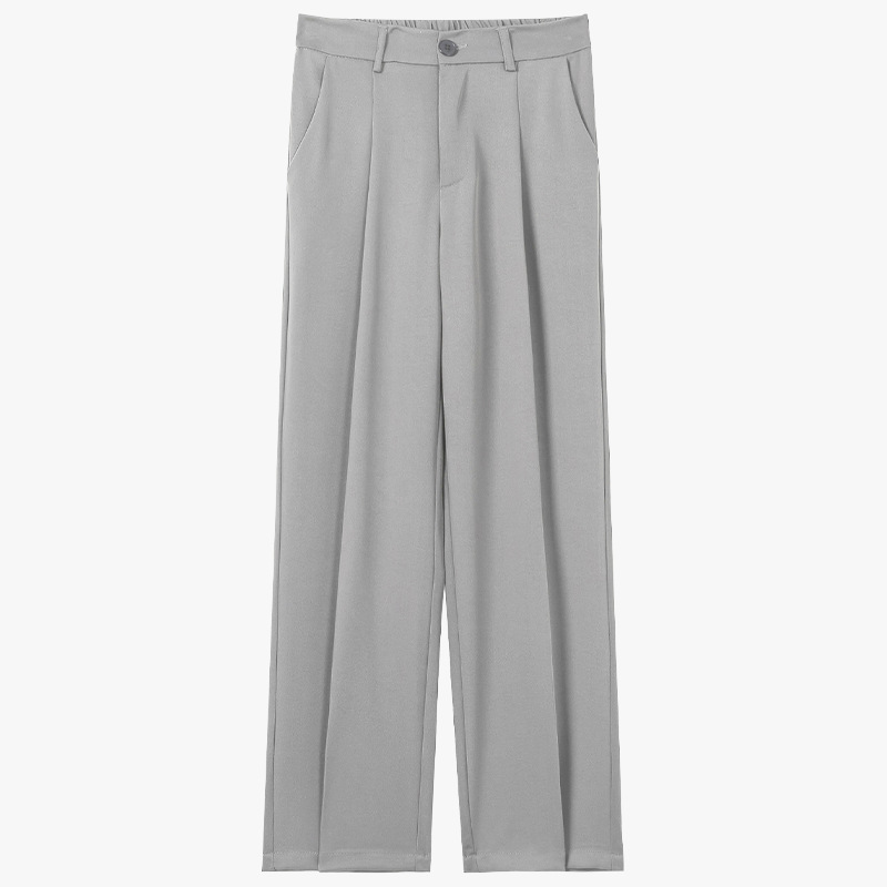 Pantalones finos de verano para hombres rectos sueltos japoneses de color sólido simple drapeado casual de alta gama pantalones de traje beige image 12