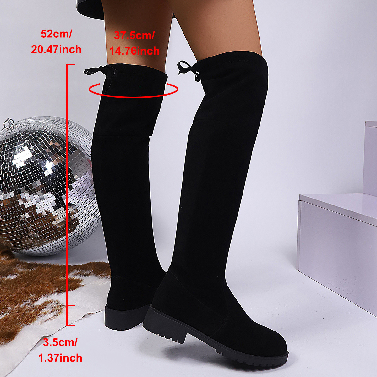 2025 New Autum European and American Style High-Top Over-The-Knee Versatile Boots with Thick Heels and Round Toes for Women's Foreign Trade Cross-Border Shoes