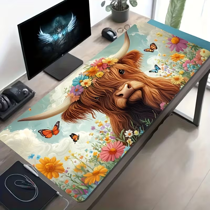 Cartoon Highland Cow New Diatomaceous Earth Desk Mat Office Computer Desk Dirt-Resistant Easy-Care Keyboard Mouse Pad Cartoon Highland Cow New Diatomaceous Earth Desk Mat Office Computer Desk Dirt-Resistant Easy-Care Keyboard Mouse Pad