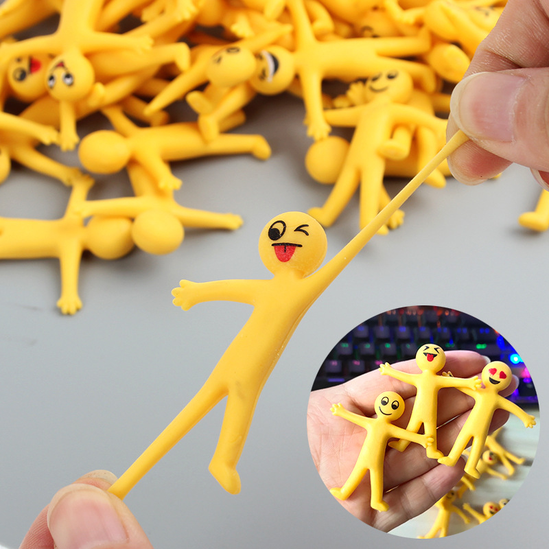 跨境热卖可拉伸小黄人黄色小人创意tpr减压玩具对折软胶发泄公仔