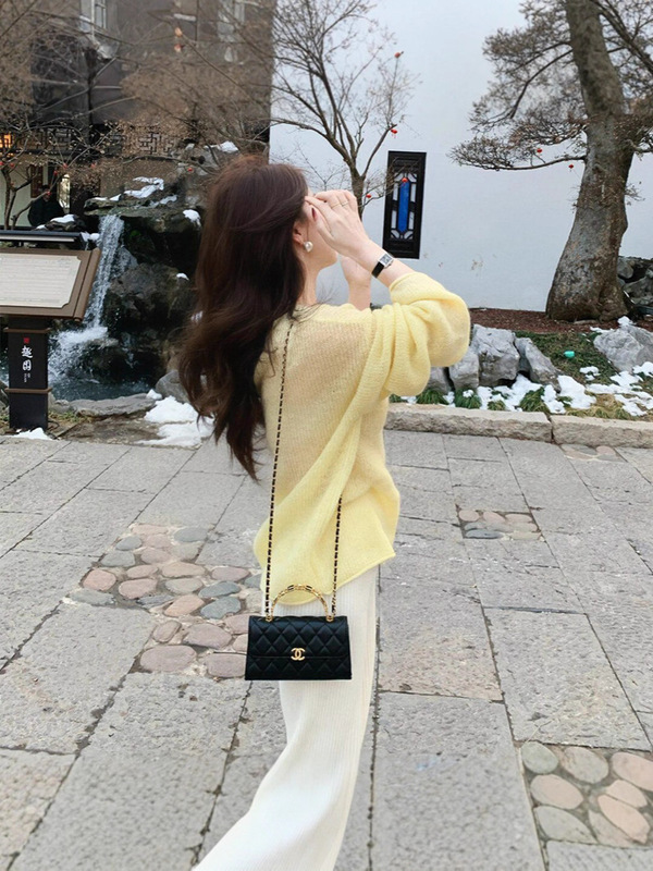 秋装女款2025年新款秋装韩系氛围感穿搭小鸡黄针织衫毛衣chic上衣|undefined