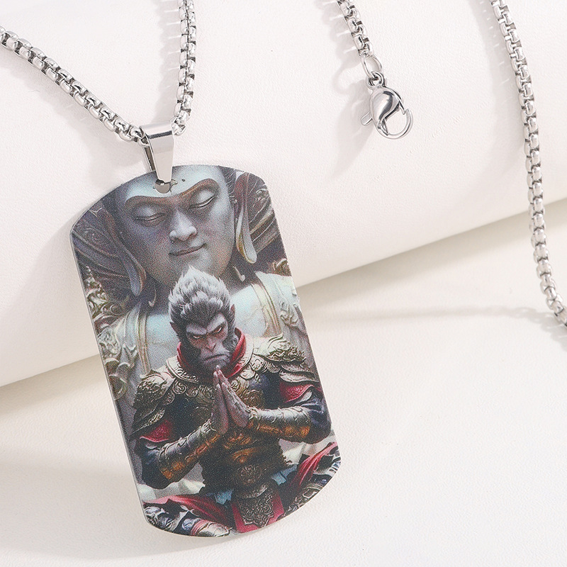 Nuevo mito negro Wukong alrededor de la famosa en línea con la marca de Buda titanio acero inscripción de batalla de la marca de Buda santo colgante joyas