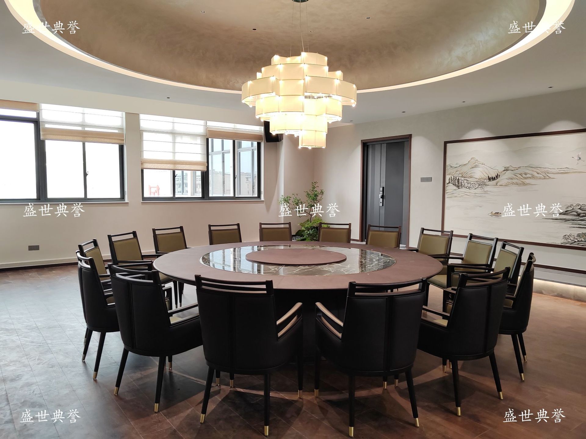 Zhenjiang international hotel mesa de comedor eléctrica de madera sólida y silla recepción interna de la empresa silla de comedor de madera sólida restaurante nueva silla China pic 11