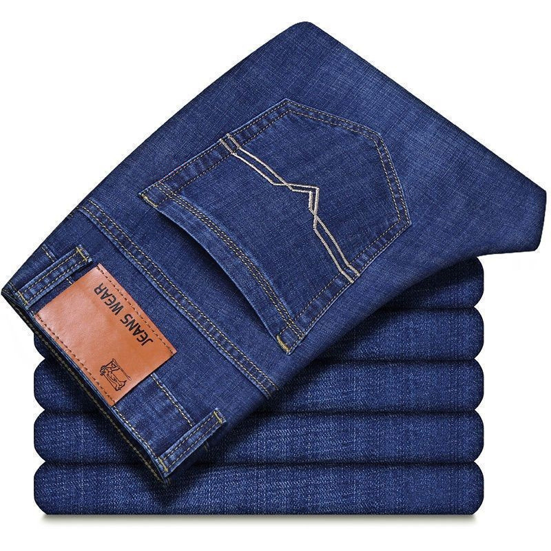 Summer Thin Men's Jeans Loose Straight Casual Long Pants Workwear Durable Cheap Middle-Aged Men's Pants