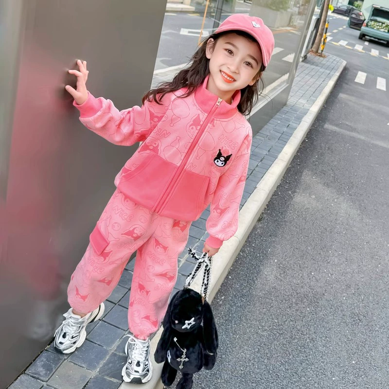 Девушки Осень Весна и Осень Набор 2024 Новый средний ребенок модный досуг детский дух спортивный набор из двух частей