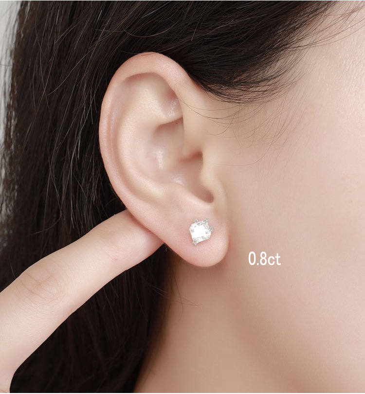 1 Pair Quantity 1 Pair 925 Sterling Silver Moissanite Moissanite Earrings Geometric Ear Studs