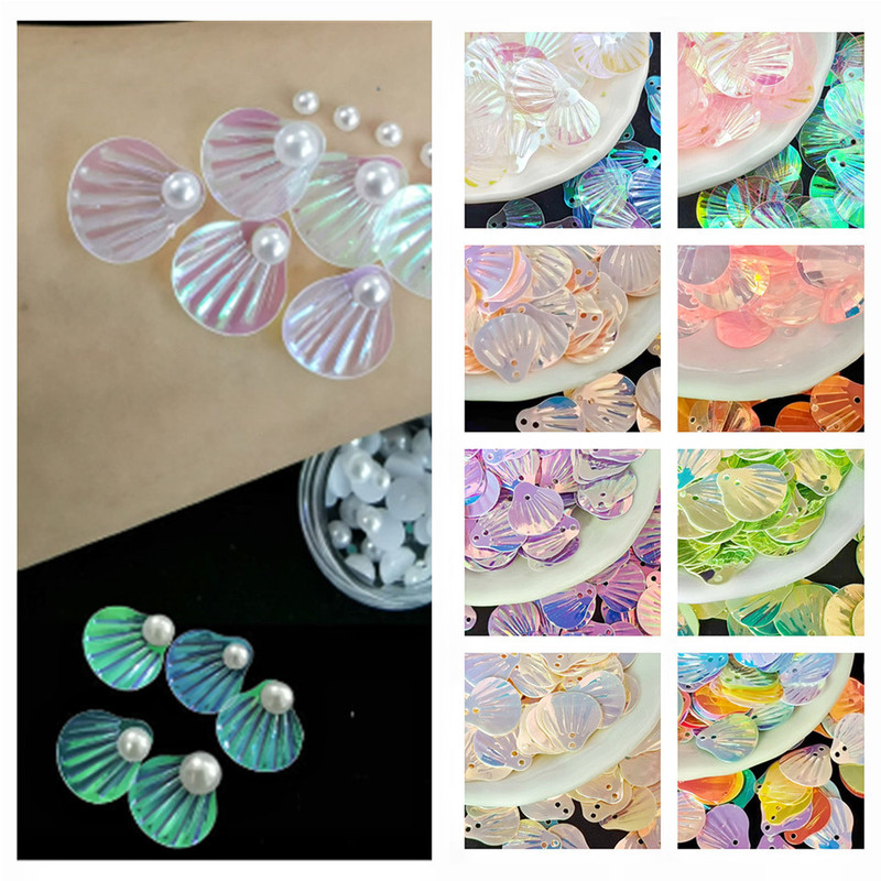 Shell Three-dimensional Mermaid Fish scales nail beauty eye makeup sequins Pearl tear ancient style hanfu accessories about 180 pieces Shell Three-dimensional Mermaid Fish scales nail beauty eye makeup sequins Pearl tear ancient style hanfu accessories about 180 pieces