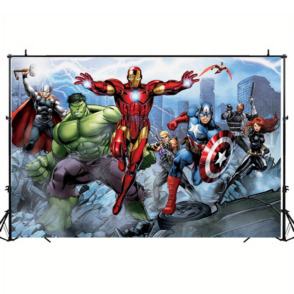 (2개) 어벤저 스 태피스트리 배경 마블 영웅 사진 배경 장식  생일 파티