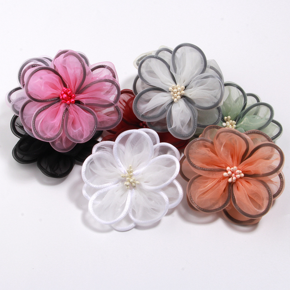 New Mesh Corsage Can Be Paired with Hair Clips, Hairbands, Pins, Children's Hair Accessories, DIY Accessories, Available in 15 Colors, Wholesale in Stock