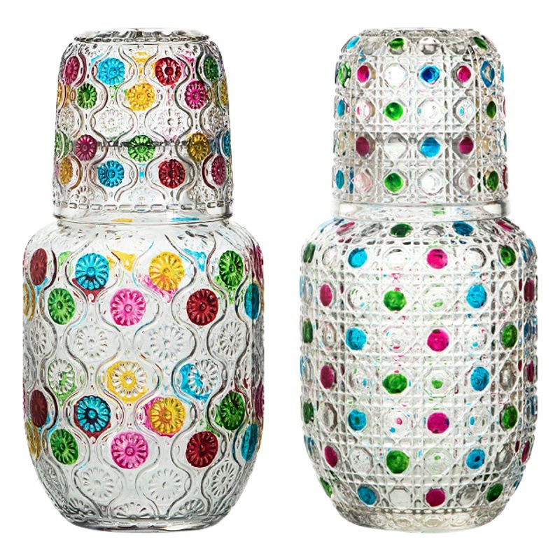 Бутылка холодной воды в европейском стиле в стиле ретро с тиснением, ручная роспись одного горшка, прикроватная бутылка холодной воды для одного человека, пьющего прозрачный винный горшок, Набор чашек