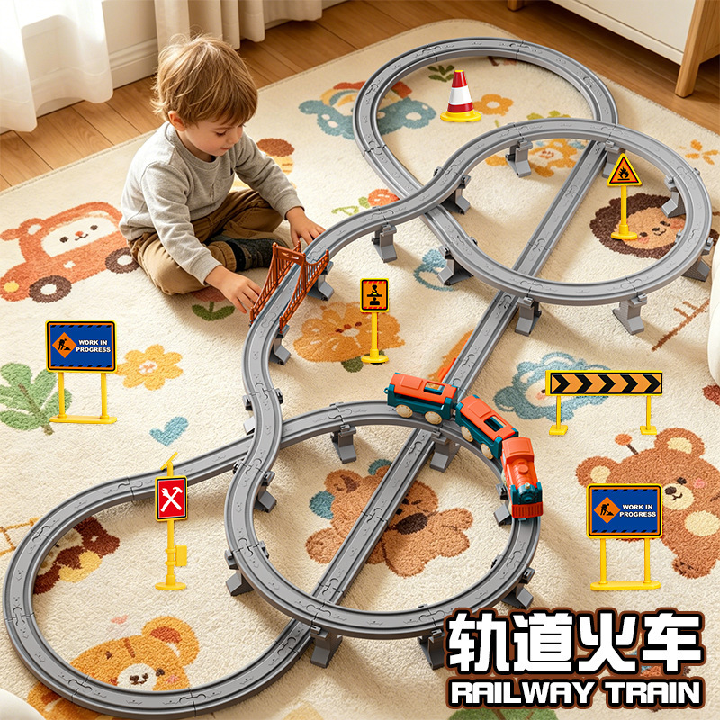 Electric Track Train Educational DIY Model Track Car Children's Roller Coaster Gift for 3-6 Years Old