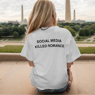 SOCIAL MEDIA KILLED ROMANCE T-shirt Fun Custom Couple Short