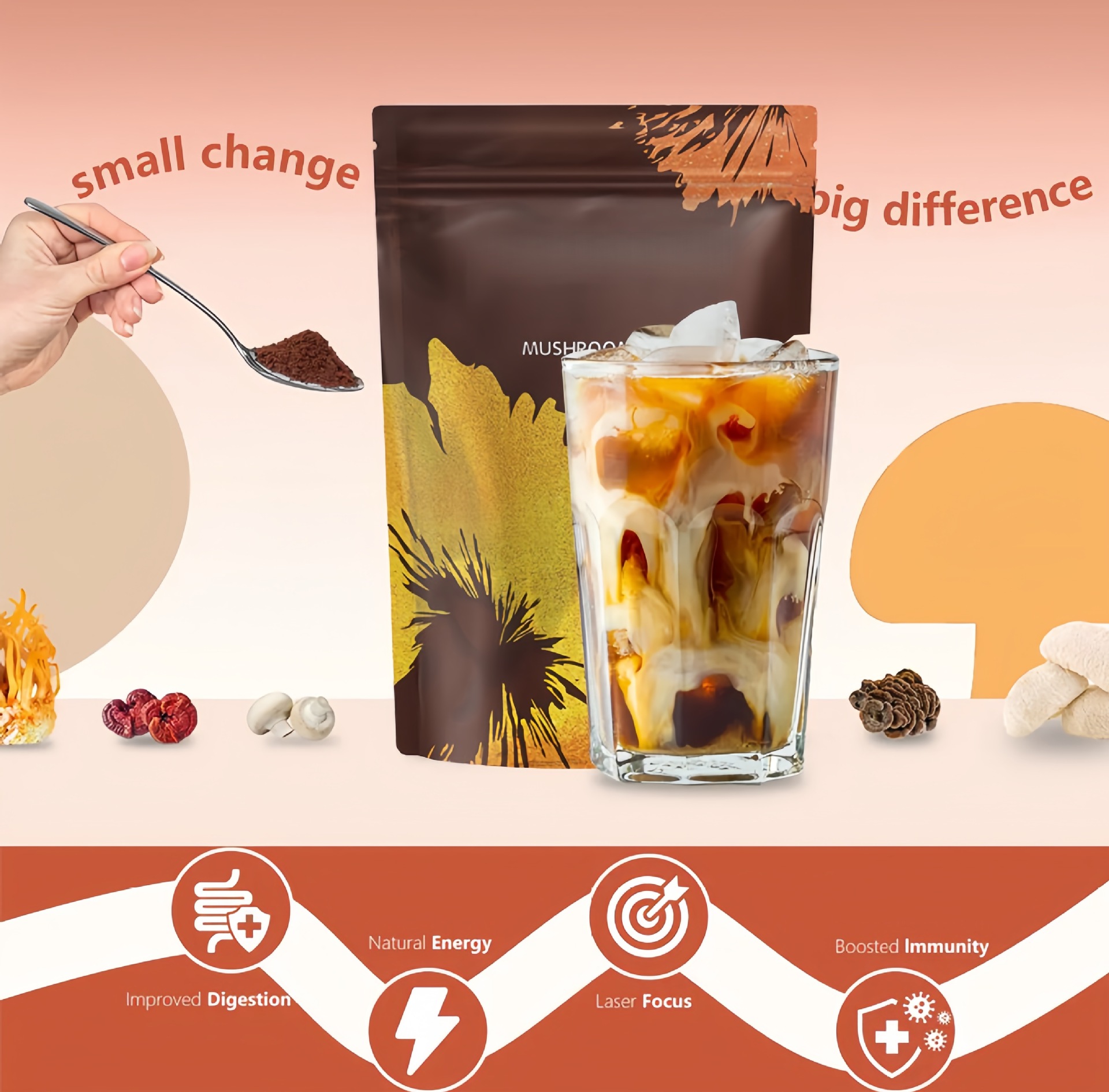 Mushroom Coffee Instant Black Coffee with Lingzhi Reishi and Matcha Sugar Free 180g quality and texture