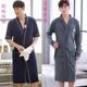 Spring and Summer Pure Cotton Nightgown Men's Short-Sleeved Thin Bathrobe Bathrobe Spring & Fall Nightgown Men's Pajamas Home Wear Large