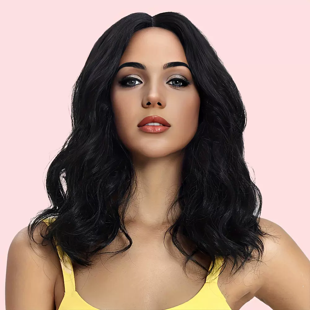 欧美外贸假发女中长发型非洲中分刘海长卷发机制化纤头套工厂直销