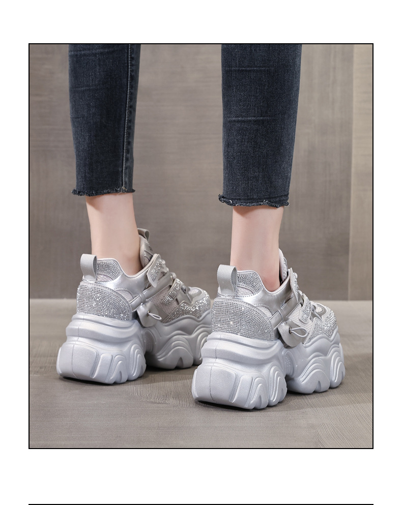 Giày sneaker nữ chunky đế dày độn cao bên trong HS569-3 kiểu mới mùa xuân — Màu trắng chi tiết 16