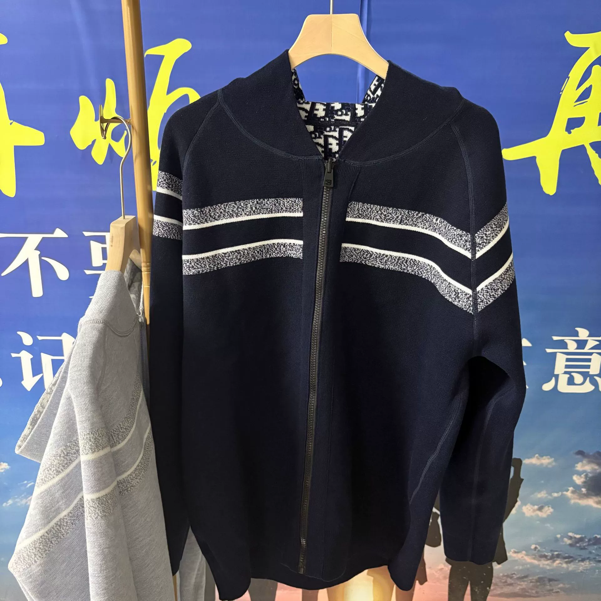 D потолок высокая версия CD двухсторонний европейский продукт высокого класса шерстяные буквы с капюшоном кардиган для мужчин и женщин