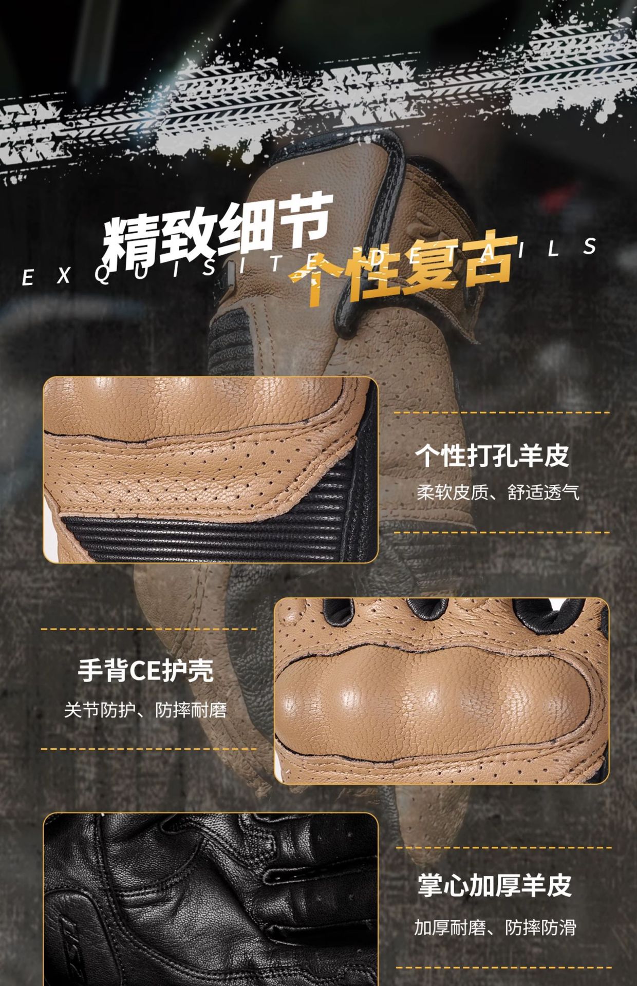 Ls2 Harley Retro Motorcycle Cycling Leather Gloves for Men and Women, Anti-Fall, Wear-Resistant, Touch Screen, All Year Round Mg020