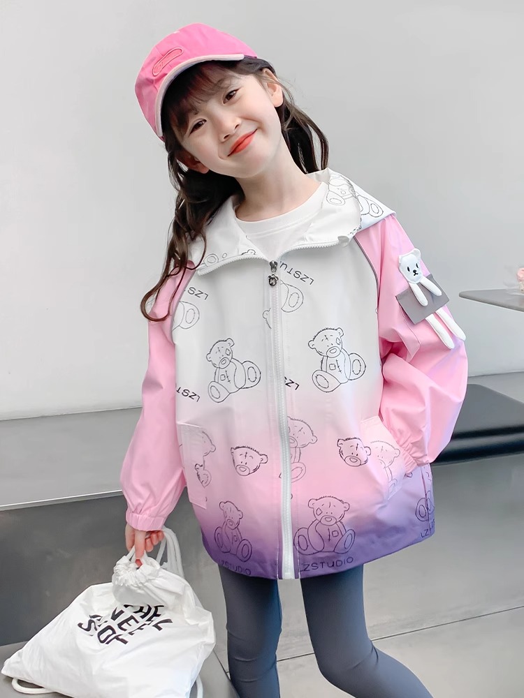 Chaqueta para niñas modelos de primavera y otoño 2025 nueva ropa para niños de estilo occidental chaqueta de degradado de primavera para niñas