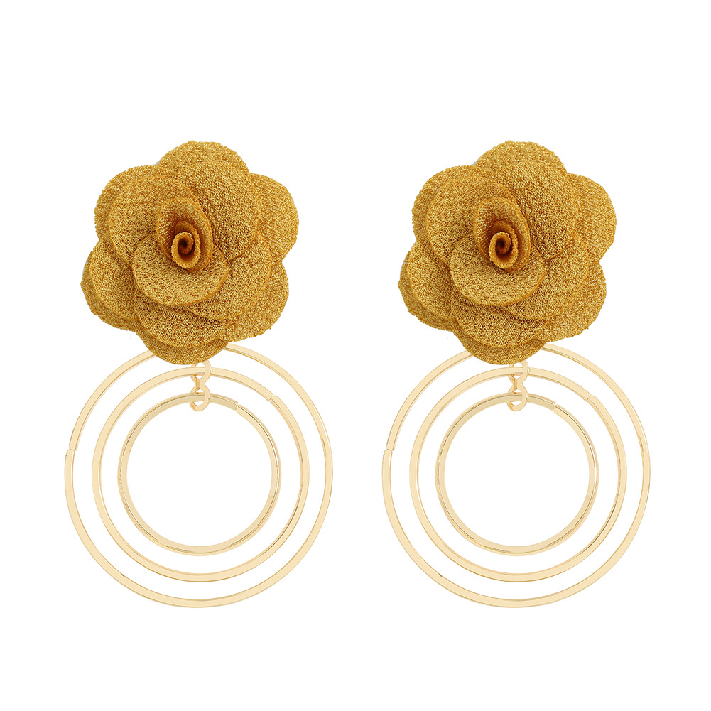 Sweet Cloth Flower Earrings display picture 16