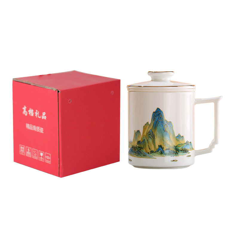 Taza de porcelana de hueso taza de separación de té taza de cerámica taza de porcelana con filtración taza de regalo taza de regalo logotipo personalizado