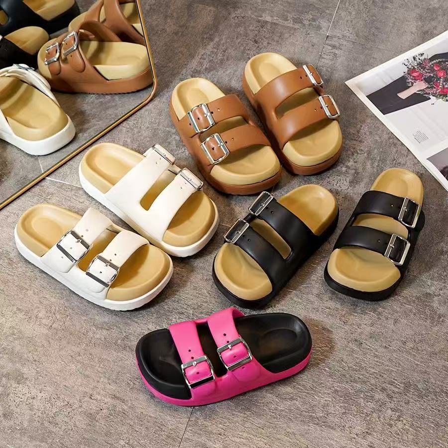 New Women's Summer Sandals For Outdoor Wear, Hong Kong Style Thick-Soled Height-Increasing Slide Sandals, Non-Slip_vogvips.com