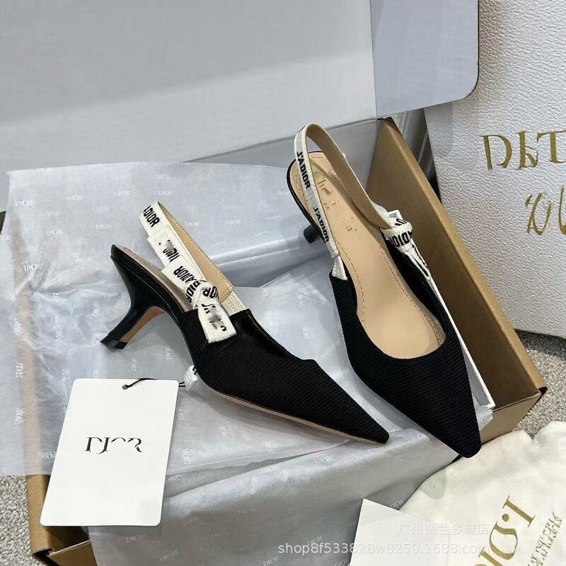 2024 New Model Dior-Style Pointed-Toe Stiletto Heels with Letter Straps, Elegant Women's High Heels, Shallow Mouth Single Shoes 2024 New Model Dior-Style Pointed-Toe Stiletto Heels with Letter Straps, Elegant Women's High Heels, Shallow Mouth Single Shoes