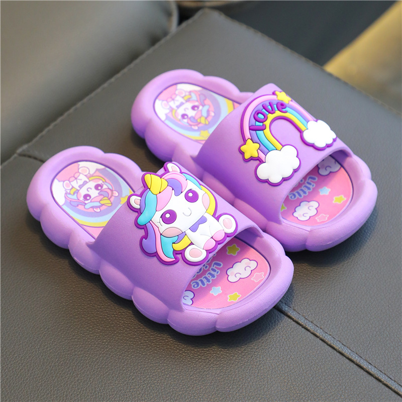 Zapatillas antideslizantes para niños verano niñas bebé suave fondo antideslizante dibujos animados baño princesa zapatillas