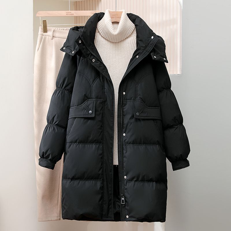 反季欧货新款2025冬季连帽羽绒服女中长款显瘦减龄斗篷时尚外套潮|undefined