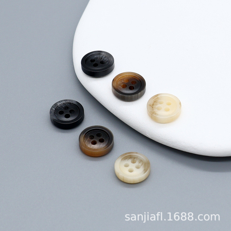 Vintage Matte Khaki Black Resin Shirt Buttons Artistic Shirt Cardigan T-Shirt Polo Hand-Sewn Buttons