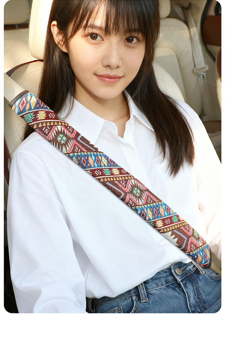 Car Seatbelt Shoulder Pads, Ethnic Style, Anti-Wear, Extended Length, Car Seatbelt Protective Covers, High-End Shoulder Pads