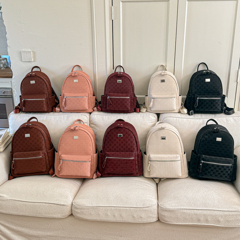 Mochila de moda coreana de mesa de ajedrez, mochila de viaje de gran capacidad para mujeres, 2026 nueva mochila universitaria