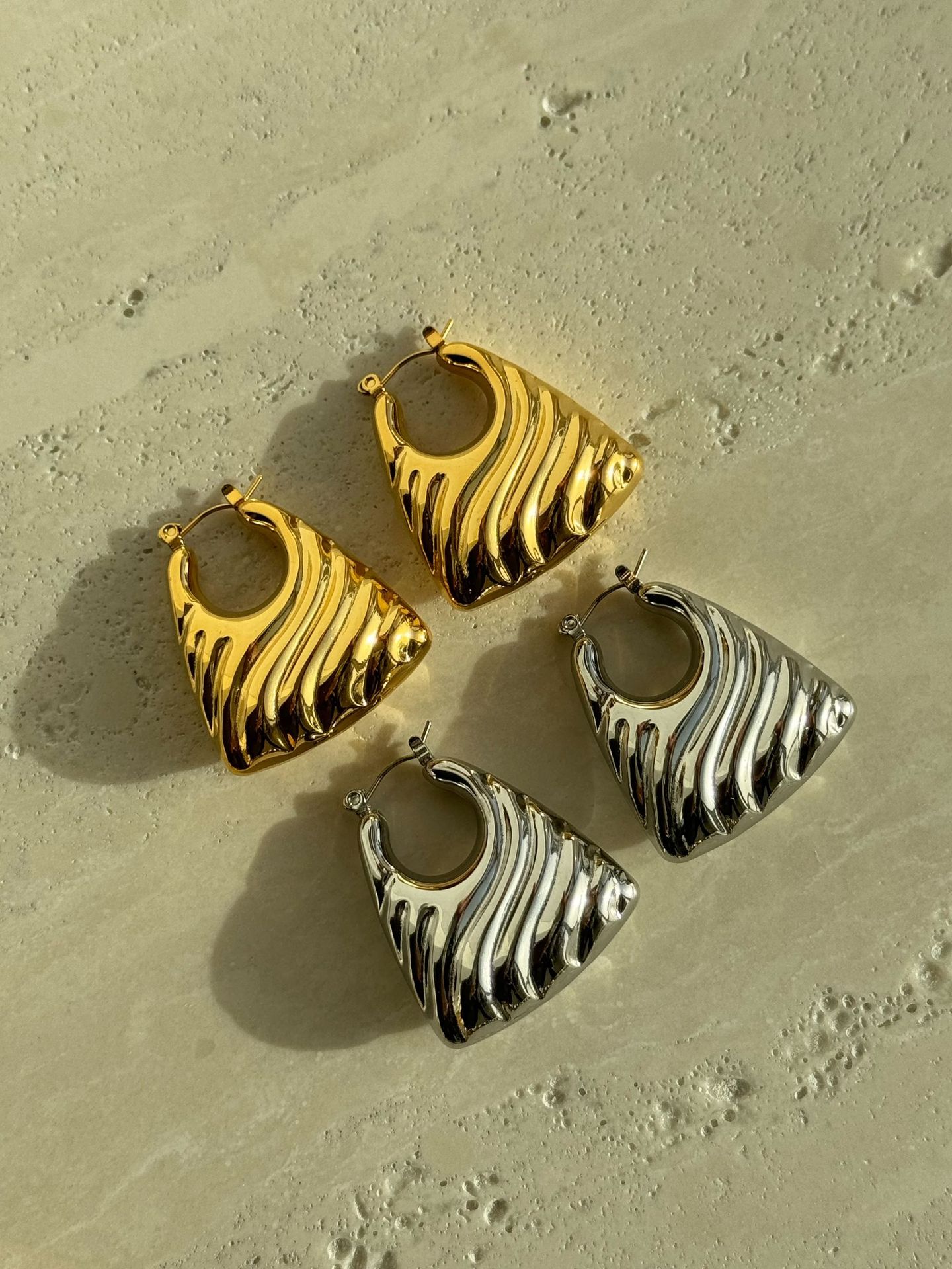Geometric Pattern Women's Gender 1 Pair IG Style Geometric Titanium Steel 18K Gold Plated Earrings