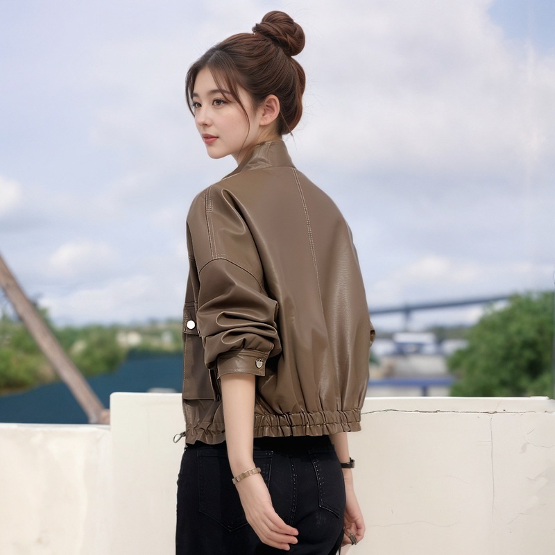 小皮衣外套女春秋2025新款港风小个子短款美式复古休闲PU机车夹克|undefined
