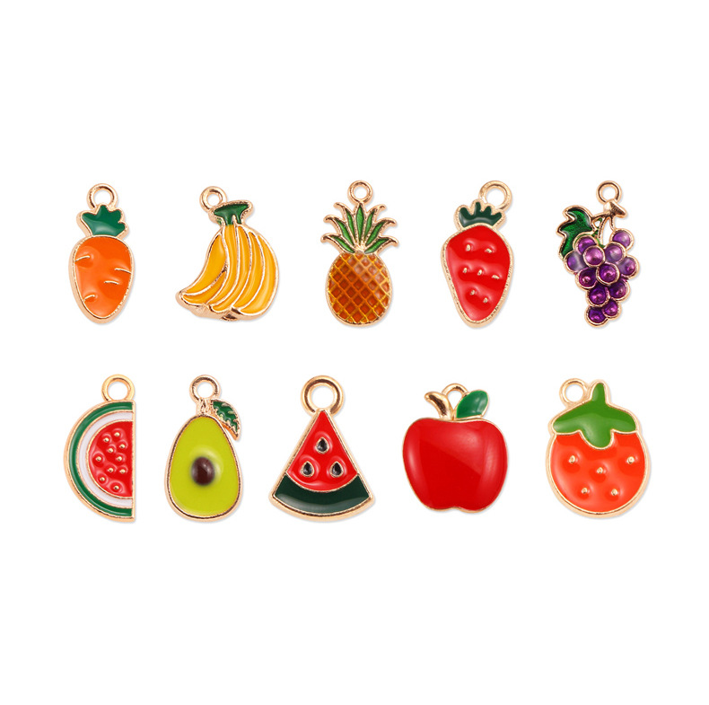Hole 2~2.9mm Hole Size 1 Piece Quantity 1 Piece 18 * 9mm Hole 2~2.9mm Alloy Fruit Pineapple Watermelon Charms Pendant