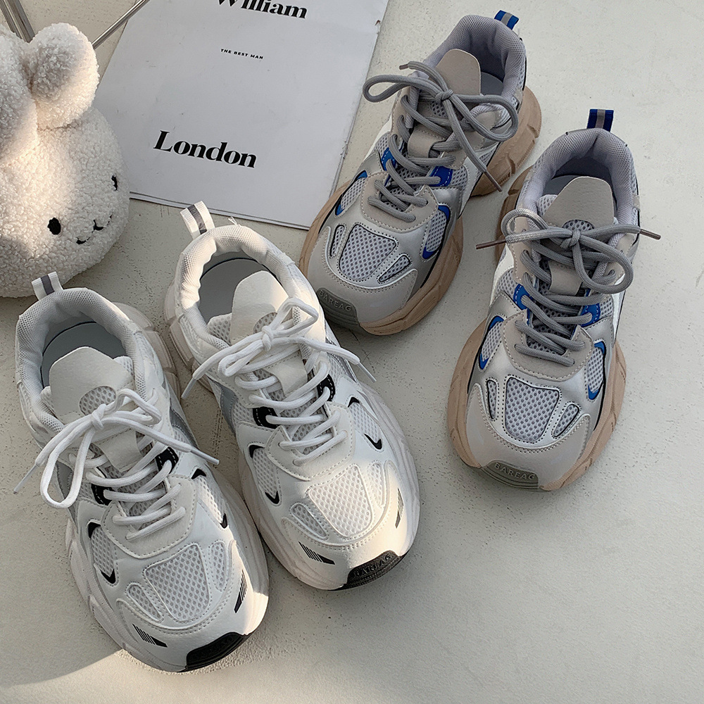 White summer breathable sneakers platform for students for leisure